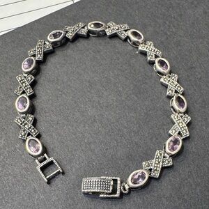 Elegant Silver and Amethyst Women's Bracelet